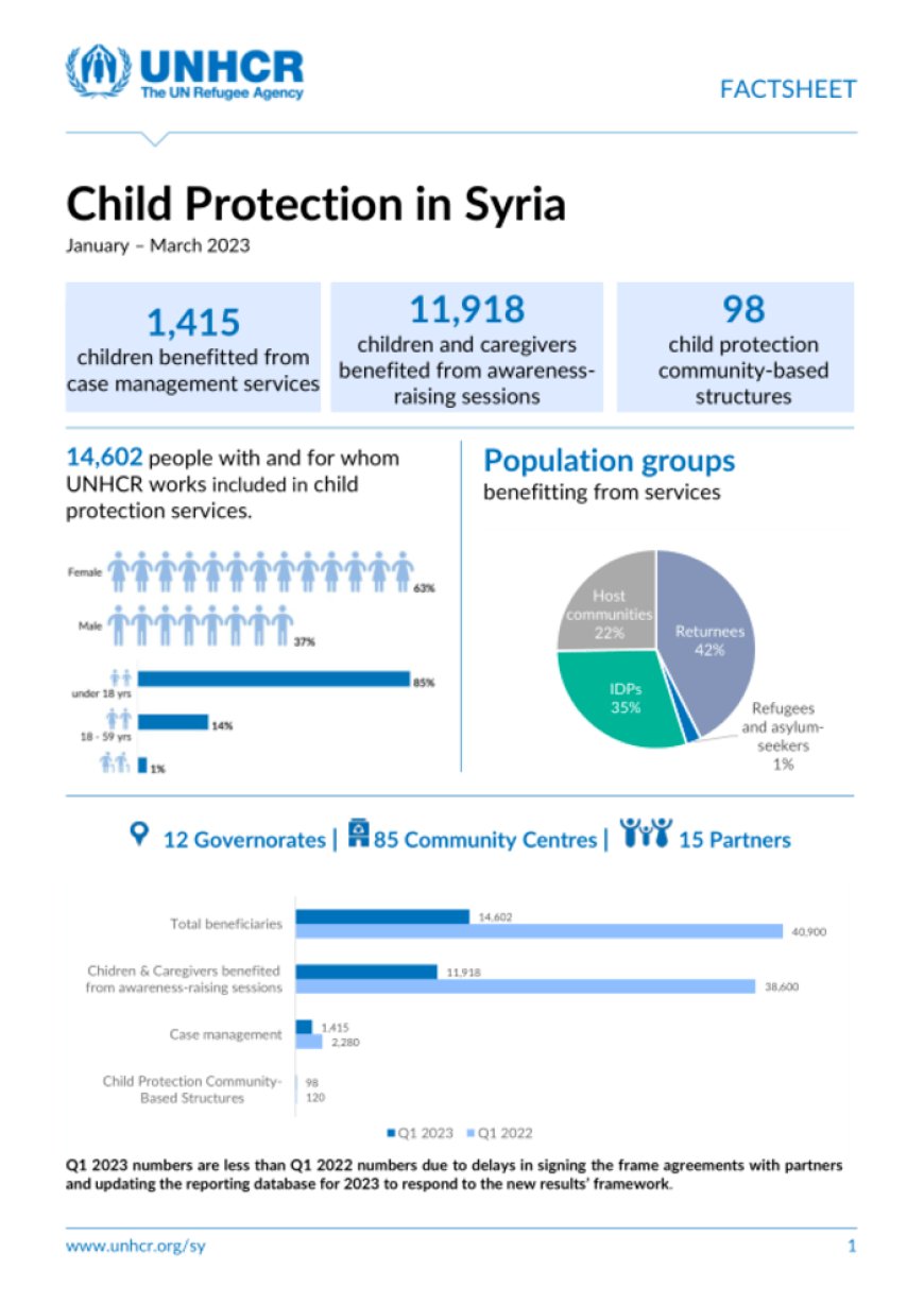 UNHCR Syria Child Protection Factsheet January – March 2023 – Syrian Arab Republic